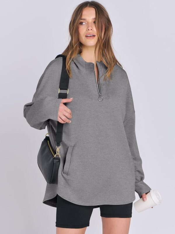 ANRABESS Womens Oversized Hoodie Sweatshirts Half Zip Sweaters Pullover 2024 Fall Tunic Top Trendy Teen Girls Preppy Clothes - Image 3