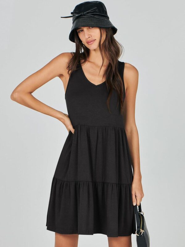 ANRABESS Womens Summer Casual Tank Dress Sleeveless V Neck T Shirt Sundress Flowy Tiered Swing Mini Beach Vacation Dresses - Image 4