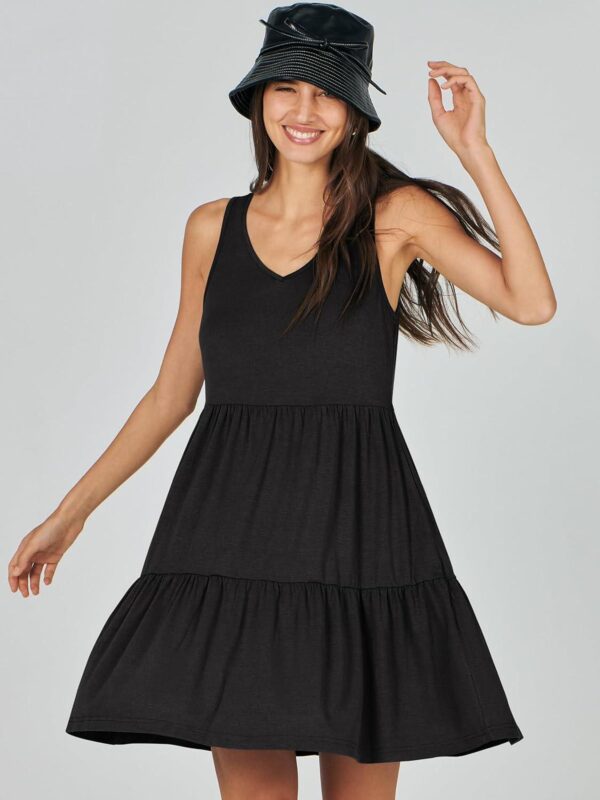 ANRABESS Womens Summer Casual Tank Dress Sleeveless V Neck T Shirt Sundress Flowy Tiered Swing Mini Beach Vacation Dresses - Image 5