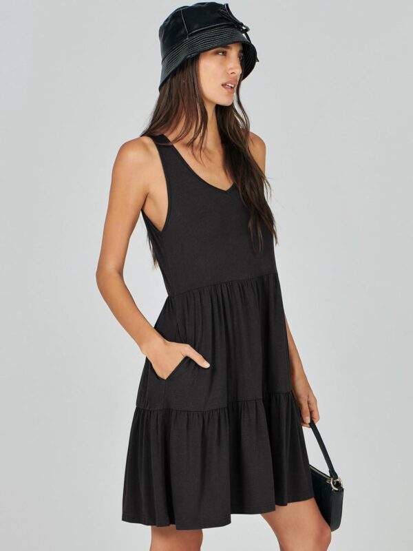 ANRABESS Womens Summer Casual Tank Dress Sleeveless V Neck T Shirt Sundress Flowy Tiered Swing Mini Beach Vacation Dresses - Image 7
