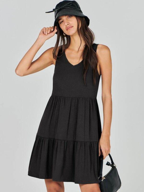 ANRABESS Womens Summer Casual Tank Dress Sleeveless V Neck T Shirt Sundress Flowy Tiered Swing Mini Beach Vacation Dresses - Image 3