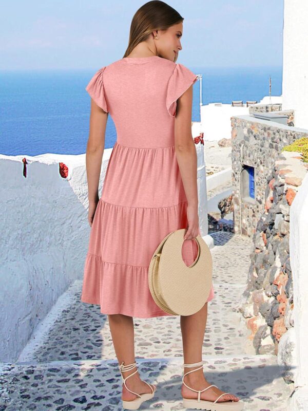 ANRABESS Womens Summer Ruffle Sleeve V Neck Midi Dress 2024 Fashion Casual Fit Flowy Tiered Boho Beach Vacation Sundress - Image 5