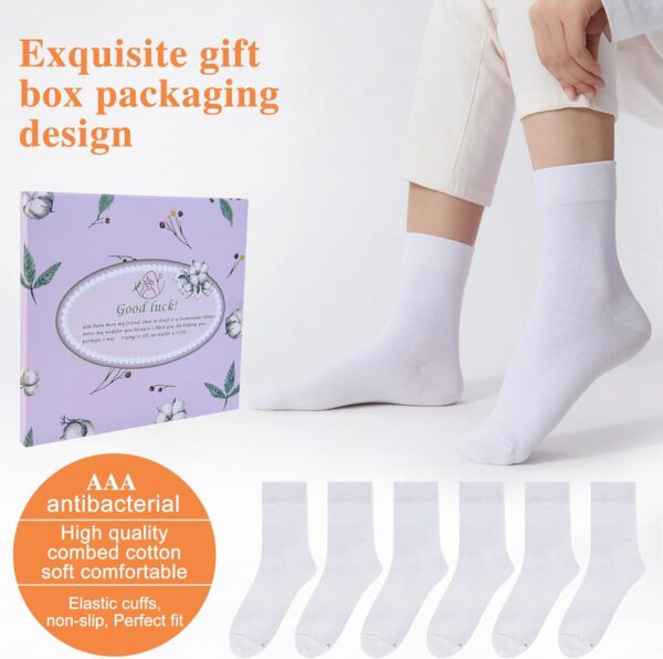 ATBITER Women's Thin Cotton Socks,Soft Cotton Bootie Socks Women Above Ankle Crew Socks (6-Pairs With gift box) - Image 2