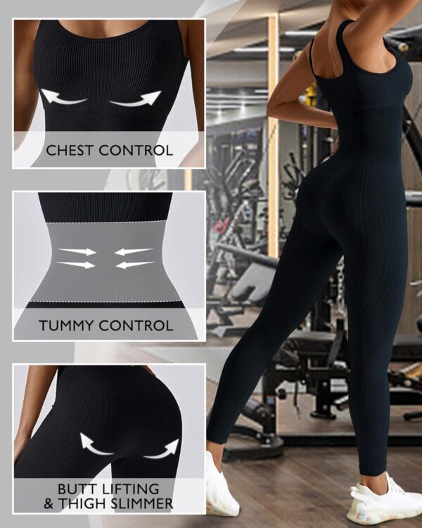 AURUZA Jumpsuit for Women Workout Seamless Jumpsuits Yoga Ribbed One Piece Tank Tops Rompers Sleeveless Exercise Jumpsuits - Image 4