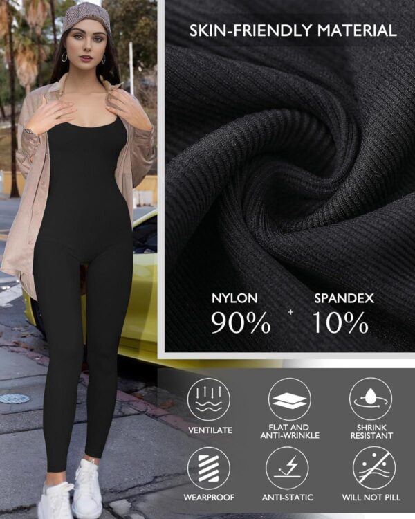 AURUZA Jumpsuit for Women Workout Seamless Jumpsuits Yoga Ribbed One Piece Tank Tops Rompers Sleeveless Exercise Jumpsuits - Image 3