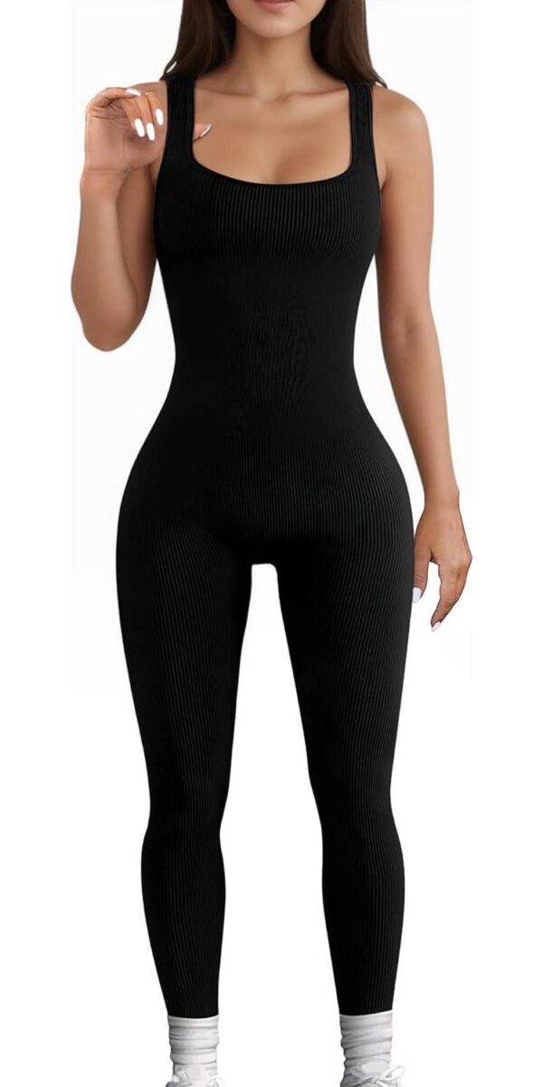 AURUZA Jumpsuit for Women Workout Seamless Jumpsuits Yoga Ribbed One Piece Tank Tops Rompers Sleeveless Exercise Jumpsuits
