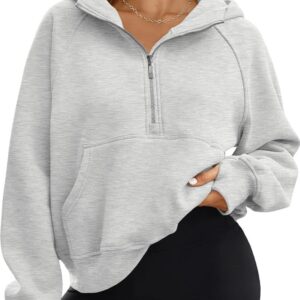 AUTOMET Half Zip Sweatshirts Cropped Hoodies Fleece Womens Quarter Zip Up Pullover Sweaters Fall Outfits 2024 Winter Clothes