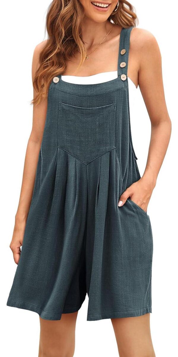 AUTOMET Jumpsuits for Women Casual Summer Shorts Overalls Button Up Comfy Rompers Sleeveless Jumpers with Pockets 2024