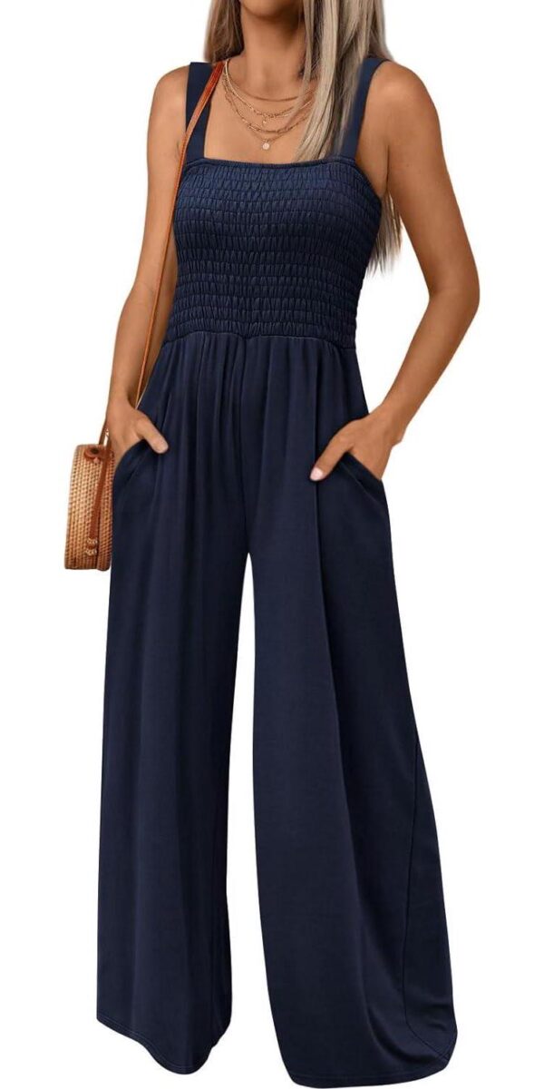 AUTOMET Jumpsuits for Women Casual Jumpers Summer Rompers Sleeveless Loose High Waist Wide Leg Overalls with Pockets 2024