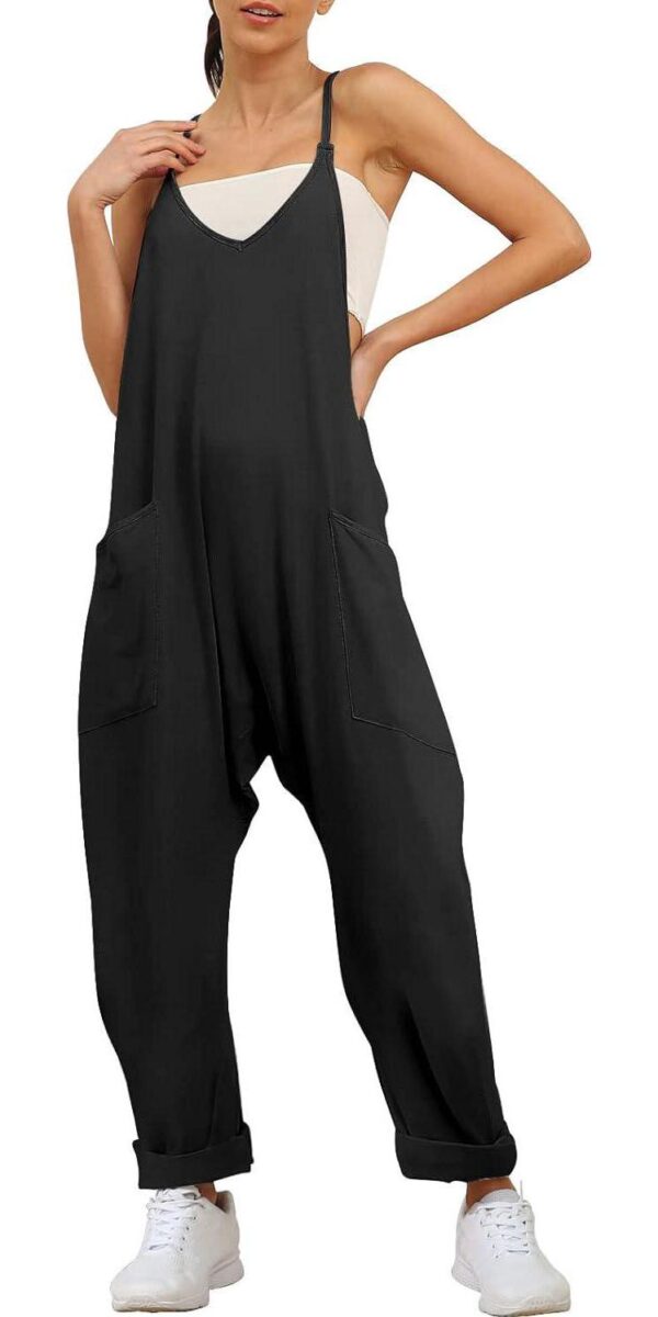 AUTOMET Jumpsuits for Women Casual Summer Rompers Sleeveless Loose Spaghetti Strap Baggy Overalls Jumpers with Pockets 2024