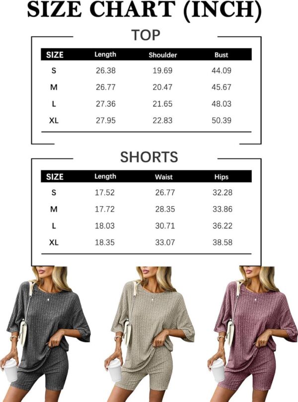 AUTOMET Women's Summer 2 Piece Outfits Lounge Sets Ribbed Knit Short Sleeve Loose Top and Bodycon Shorts Pajamas Set 2024 - Image 6