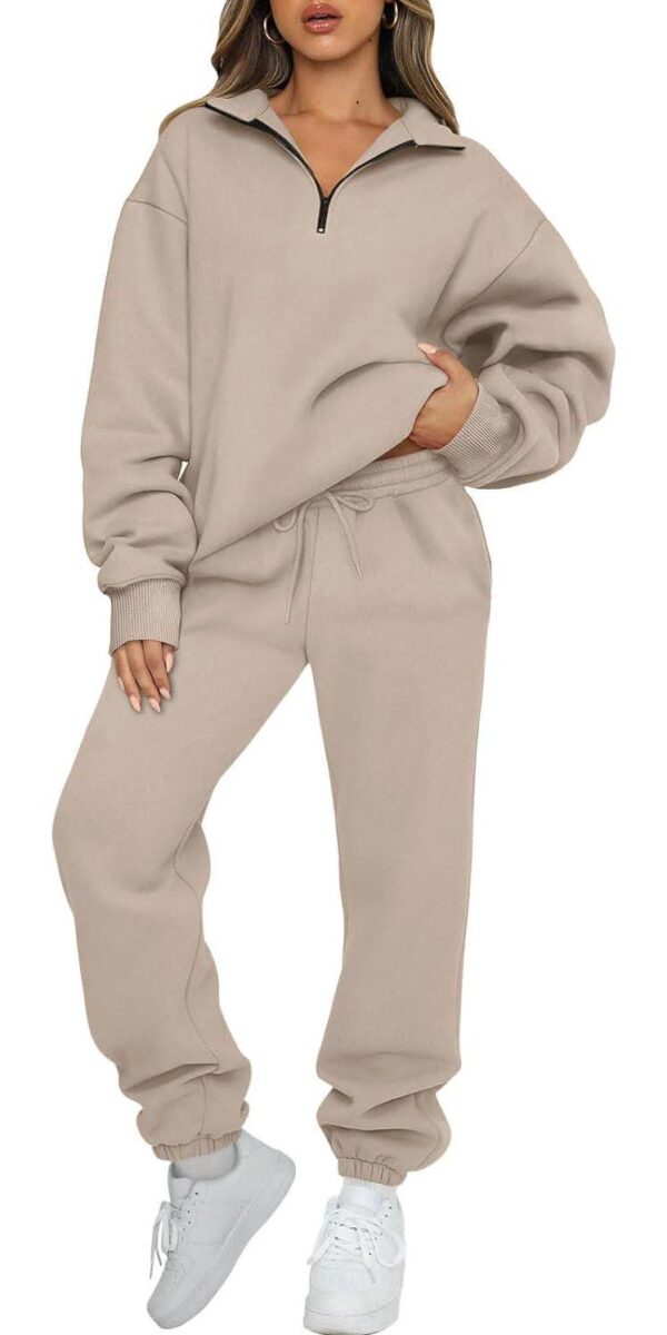 AUTOMET Womens 2 Piece Outfits Long Sleeve Sweatsuits Sets Half Zip Sweatshirts with Joggers Sweatpants