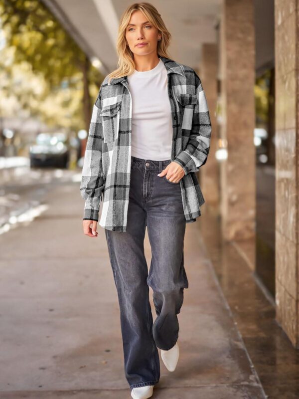 AUTOMET Womens Casual Plaid Shacket Button Down Long Sleeve Shirts 2024 - Image 5
