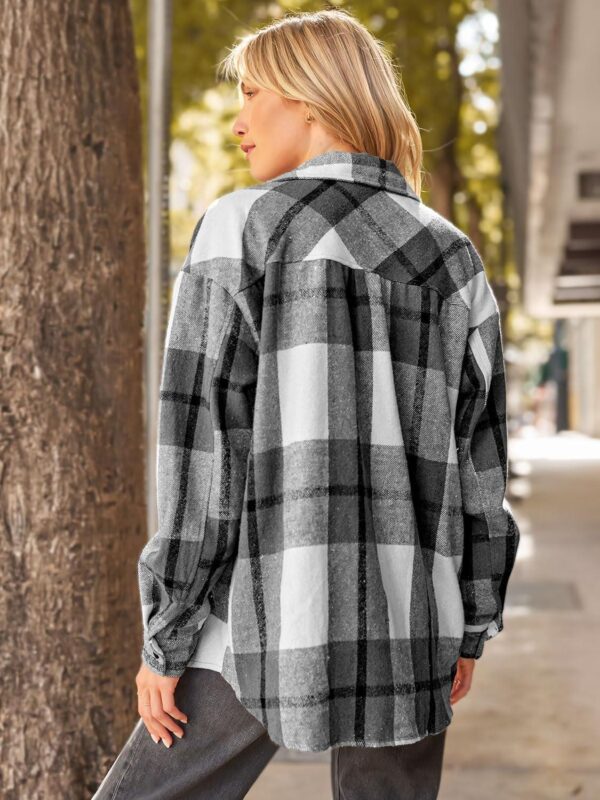 AUTOMET Womens Casual Plaid Shacket Button Down Long Sleeve Shirts 2024 - Image 4
