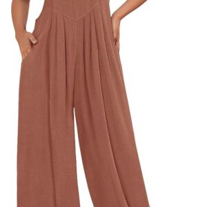 AUTOMET Womens Jumpsuits Overalls Wide Leg Casual Summer Outfits Rompers Jumpers Sleeveless Straps With Pockets 2024
