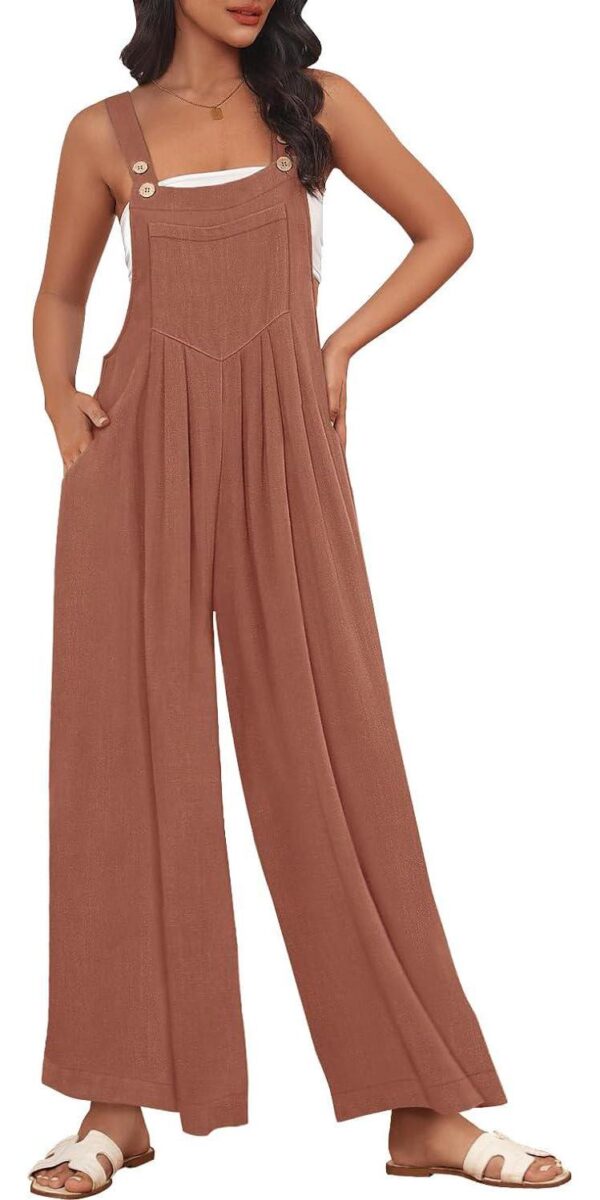 AUTOMET Womens Jumpsuits Overalls Wide Leg Casual Summer Outfits Rompers Jumpers Sleeveless Straps With Pockets 2024