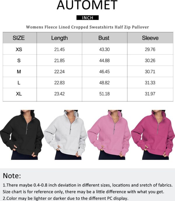 AUTOMET Womens Sweatshirts Half Zip Cropped Pullover Fleece Quarter Zipper Hoodies Fall outfits Clothes Thumb Hole - Image 6
