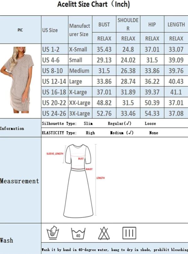 Acelitt Womens Casual Summer Crewneck Short Sleeve Ribbed Mini Tshirt Dress, XS-3XL - Image 6