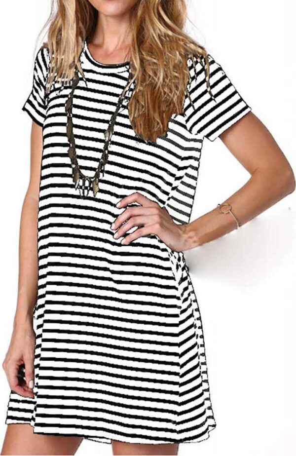 Alaster Women s Casual Summer T Shirt Dress Loose Short Sleeve Tunic Dress with Pocket for Women - Image 2