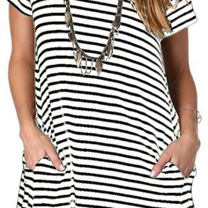 Alaster Women s Casual Summer T Shirt Dress Loose Short Sleeve Tunic Dress with Pocket for Women