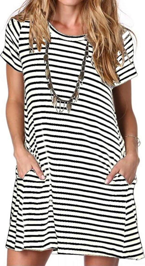 Alaster Women s Casual Summer T Shirt Dress Loose Short Sleeve Tunic Dress with Pocket for Women