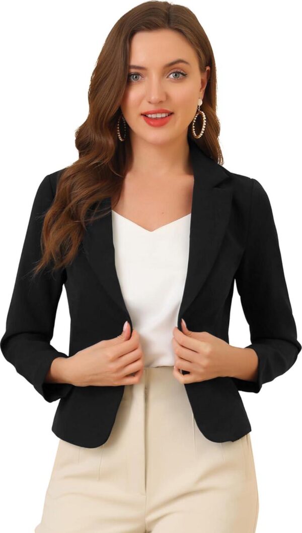 Allegra K Women's Open Front Office Work Business Casual Crop Suit Blazer Jacket