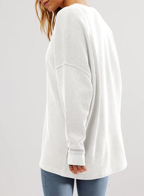 AlvaQ Womens Oversized Sweatshirts 2024 Casual Crewneck Long Sleeve Waffle Knit Tops Pullover Jumper Outfits - Image 4