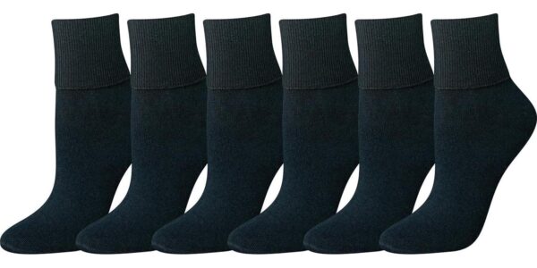 Amazon Essentials Women's Turn Cuff Socks, 6 Pairs