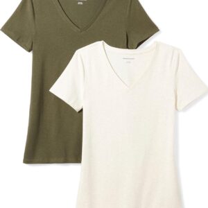 Amazon Essentials Women's Classic-Fit Short-Sleeve V-Neck T-Shirt, Multipacks