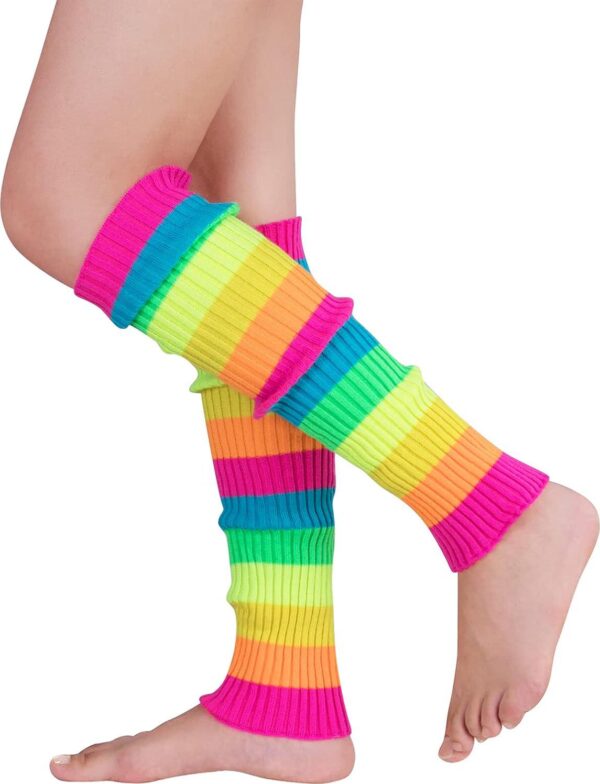 American Trends Leg Warmers for Women Girls 80s Ribbed Leg Warmer for Neon Party Knitted Fall Winter Sports Socks - Image 2