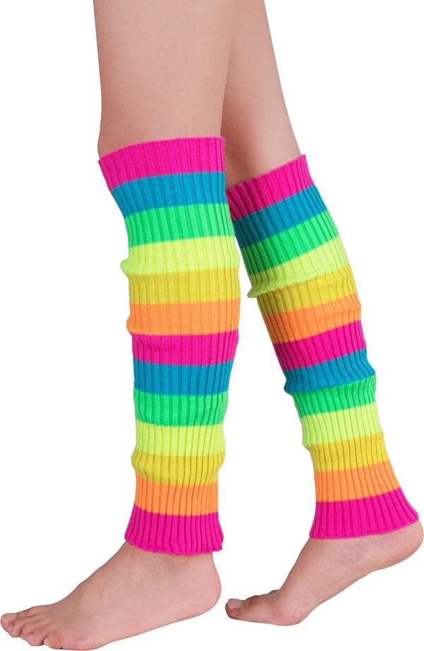 American Trends Leg Warmers for Women Girls 80s Ribbed Leg Warmer for Neon Party Knitted Fall Winter Sports Socks
