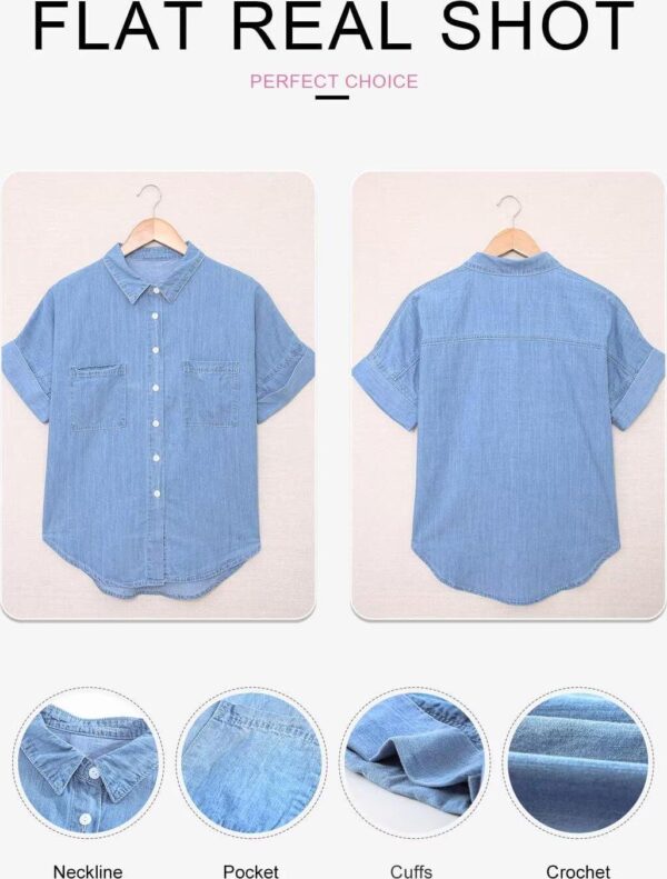 Astylish Womens Button Down Shirts V Neck Loose Casual Shirt - Image 6