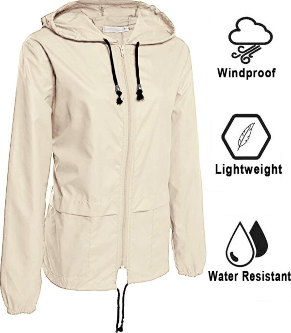 Avoogue Raincoat Women Lightweight Waterproof Rain Jackets Packable Outdoor Hooded Windbreaker - Image 2
