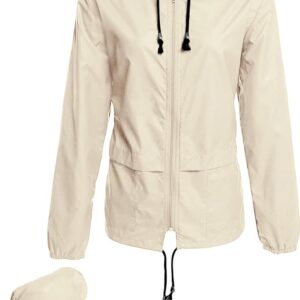 Avoogue Raincoat Women Lightweight Waterproof Rain Jackets Packable Outdoor Hooded Windbreaker