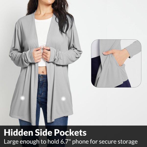 BALEAF Women's Lightweight Cardigan with Pockets Long Sleeve Shirts Open Front Casual Loose Jackets Soft Drape - Image 3