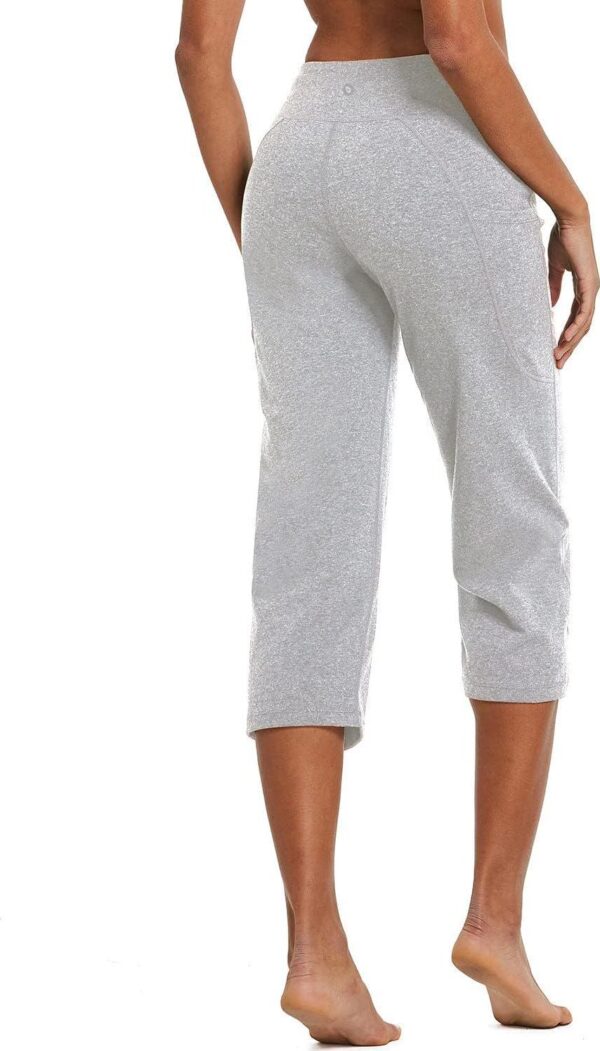 BALEAF Yoga Pants for Women Capris High Waist Leggings with Pockets Wide Leg Exercise Workout Crop Straight Open Bottom - Image 3