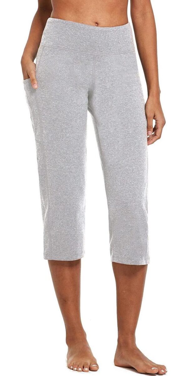 BALEAF Yoga Pants for Women Capris High Waist Leggings with Pockets Wide Leg Exercise Workout Crop Straight Open Bottom - Image 2