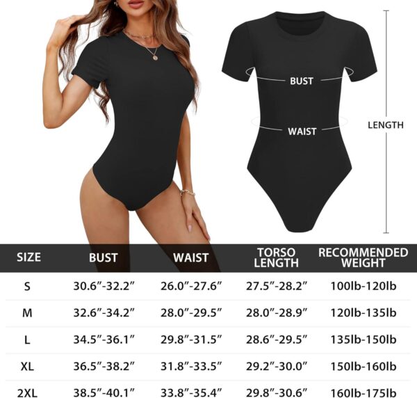 BALENNZ Women's 4/5 Pack Short Sleeve Round Neck Bodysuit Tops Crew Neck Basic Casual Tshirt Bodysuits - Image 5