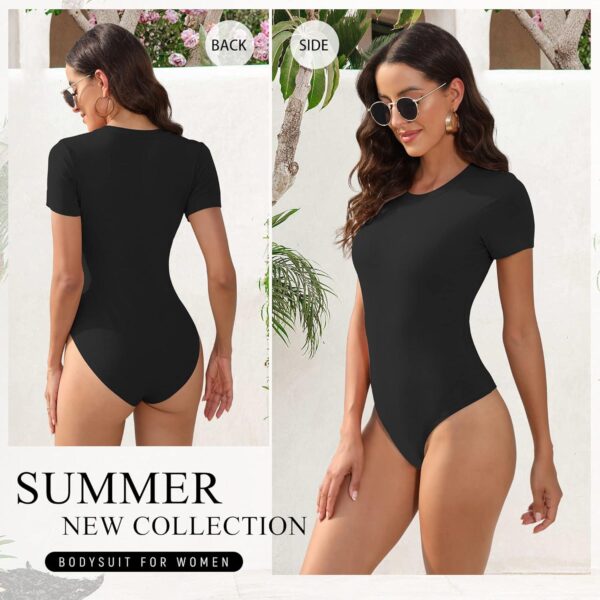 BALENNZ Women's 4/5 Pack Short Sleeve Round Neck Bodysuit Tops Crew Neck Basic Casual Tshirt Bodysuits - Image 2