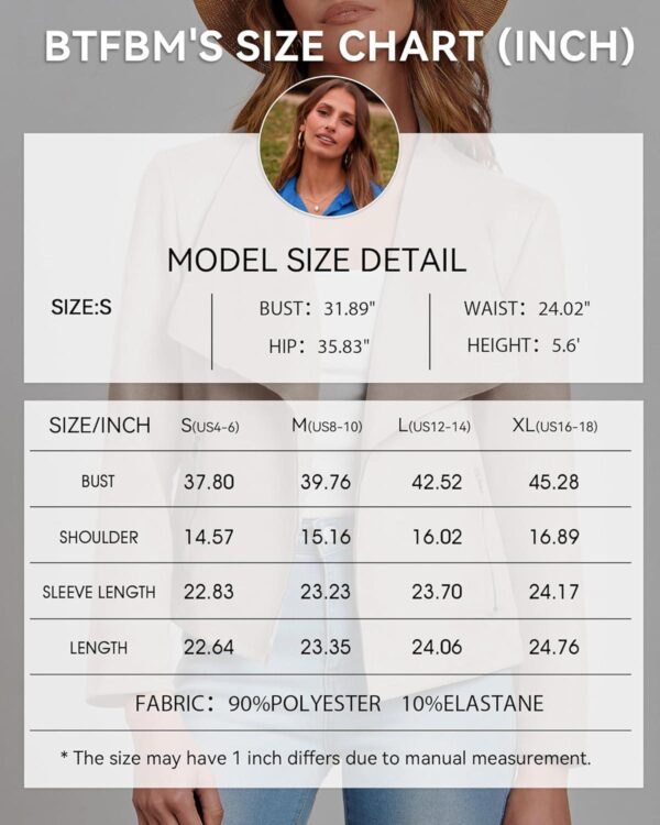 BTFBM Women's Fashion Faux Suede Jackets 2024 Spring Summer Clothes Lapel Long Sleeve Open Front Outerwear Cropped Coats - Image 6