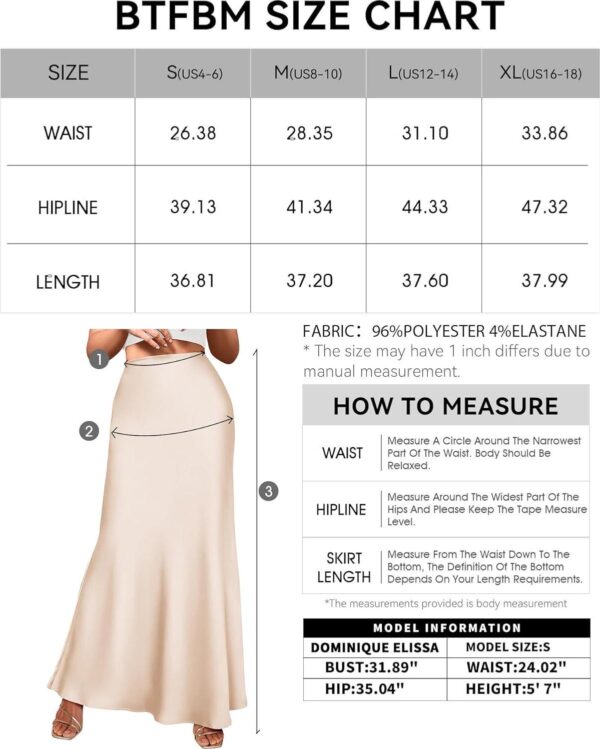 BTFBM Women's Spring Summer Skirt 2024 Silk Elegant High Waist Cocktail Party Wedding Mermaid Hem Satin Maxi Skirts - Image 9