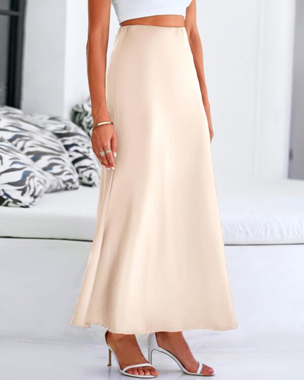 BTFBM Women's Spring Summer Skirt 2024 Silk Elegant High Waist Cocktail Party Wedding Mermaid Hem Satin Maxi Skirts - Image 7