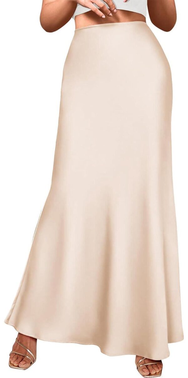 BTFBM Women's Spring Summer Skirt 2024 Silk Elegant High Waist Cocktail Party Wedding Mermaid Hem Satin Maxi Skirts
