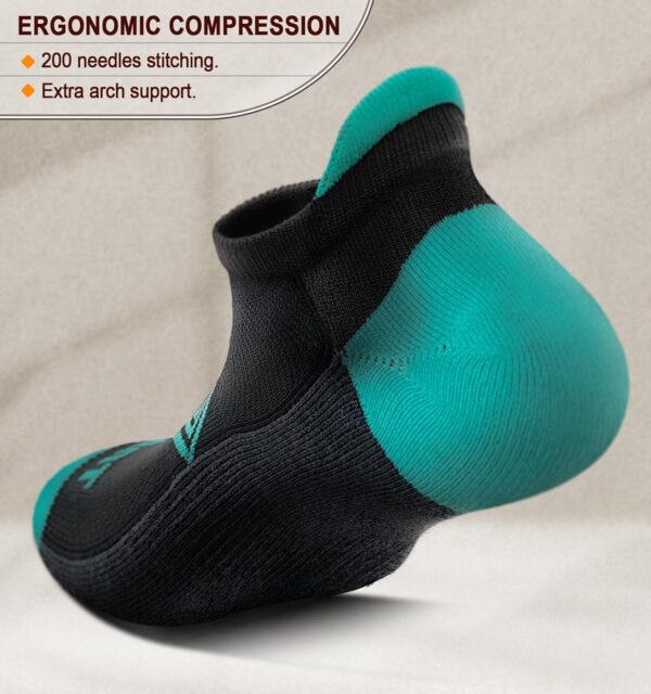 BULLIANT Socks For Women 2/6Pairs-Womens Athletic Ankle Socks No Show Cushioned for Walking Running-Compression Arch Support - Image 3
