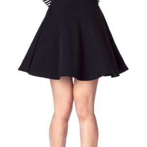 Basic Solid Stretchy Cotton High Waist A-line Flared Casual Skater Mini Skirt