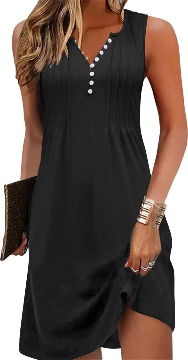 Beach Dresses for Women 2024 Vacation Swim Cover up V-Neck Summer Dress Button Down Sleeveless Boho Floral Sundress