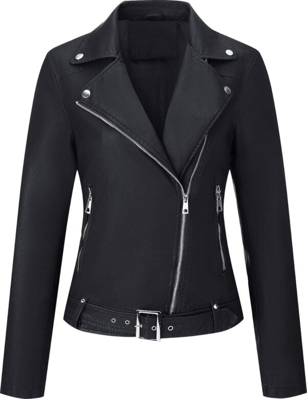 Bellivera Women Faux Leather Casual Jacket, Fall and Spring Fashion Motorcycle Bike Coat - Image 7