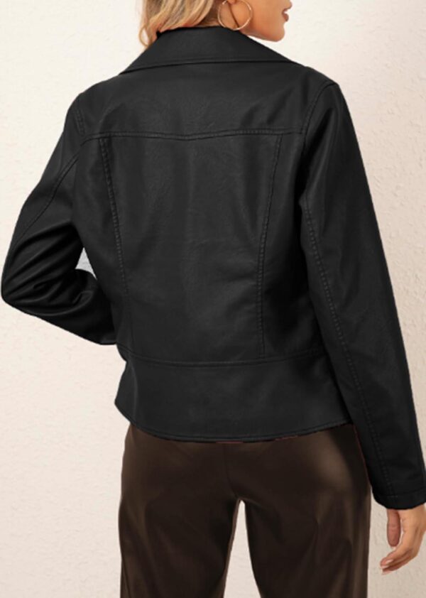 Bellivera Women Faux Leather Casual Jacket, Fall and Spring Fashion Motorcycle Bike Coat - Image 4