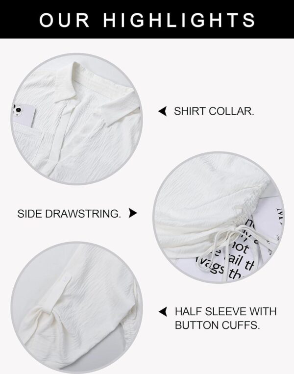 Blooming Jelly Womens Bathing Suit Cover Ups Bikini Swimsuit Coverup Drawstring Beach Dress Shirt - Image 5