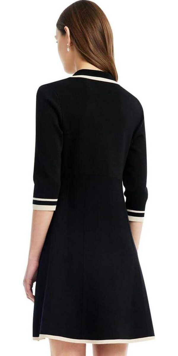 Blue Mini Sweater Dress for Women, Button up 3/4 Sleeve Knit Dresses for Teacher Work Business - Image 2